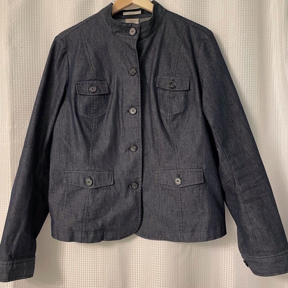 Stretch denim short jacket